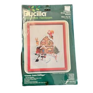 Bucilla Candy Cane Cottage Cross Stitch Kit 49016 Christmas Heirloom Kit